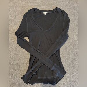 Splendid Black Waffle Knit Long Sleeve Tee